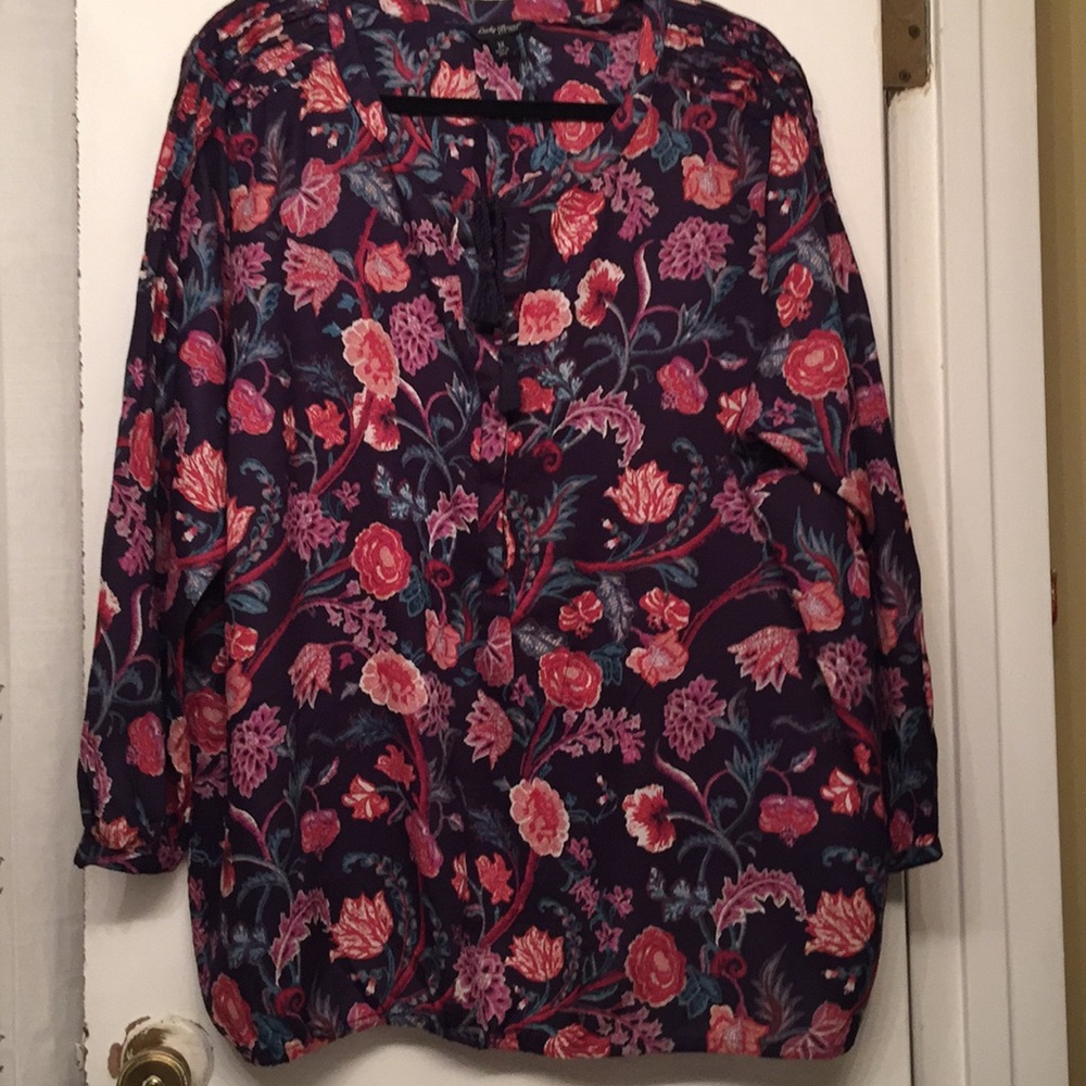Lucky Brand Navy Floral Blouse Size 3X